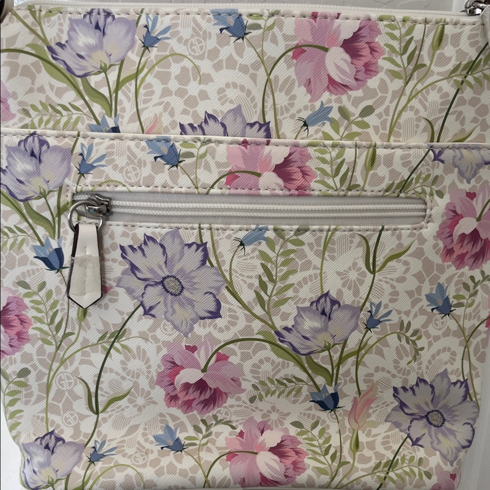 Giani Bernini White Floral Crossbody with Pink & Purple Blooms - Picture 5 of 15